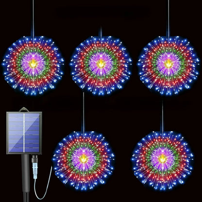 Solar Hanging Type Firework Lights 360/450/540 LEDs 8 Modes Copper Wire Hanging Fairy Lights for Yard Patio Tent Party Xmas