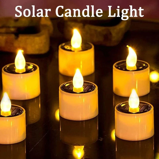 6PCs Solar Tea Light Led Candles Flameless Outdoor Waterproof Solar Tea Lights Rechargeable Candles for Party Garden Home Decor
