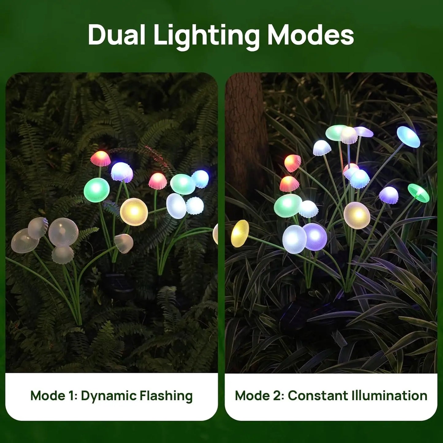Solar Garden Lights Dual Mode LED Solar Mushroom Lights Waterproof Decor Yard Patio Pathway Jellyfish for Garden Ambiance