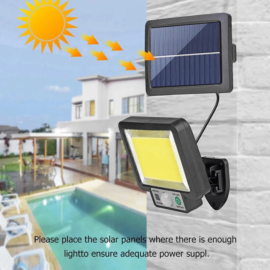 LED Solar Split Wall Lamp Outdoor IP65 Waterproof Motion Sensor 3 Mode 117 COB Solar Power Light for Garden Security Wall Light