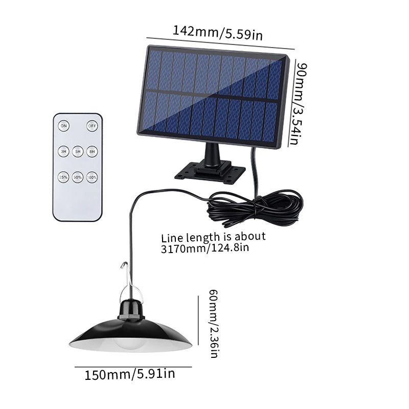Single/Double Head Solar Pendant Light Led Solar Powered Lamp White Light With Remote Control Chandelier Camping Outdoor Garden