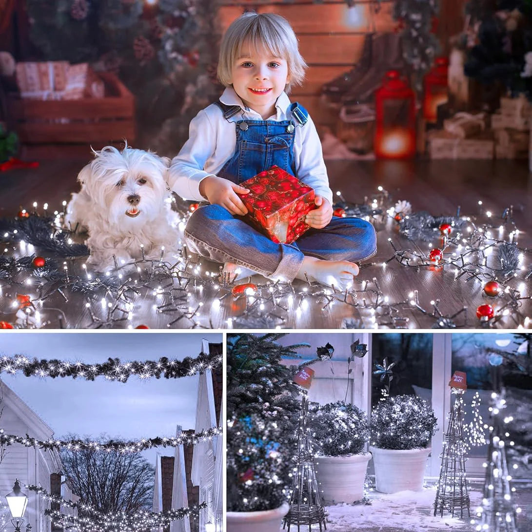 LED Solar String Lights 300/200 LED 8 Modes Solar Powered Xmas Outdoor Garden Lights Waterproof Starry Christmas Fairy Lights