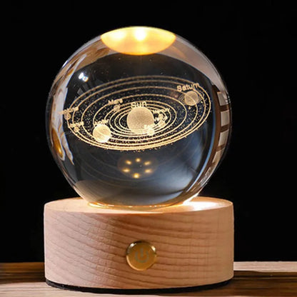 LED Crystal Ball Decoration Astronomy Solar System Planets Moon Astronaut Glass Globe Home Decorations Christmas Birthday Gifts