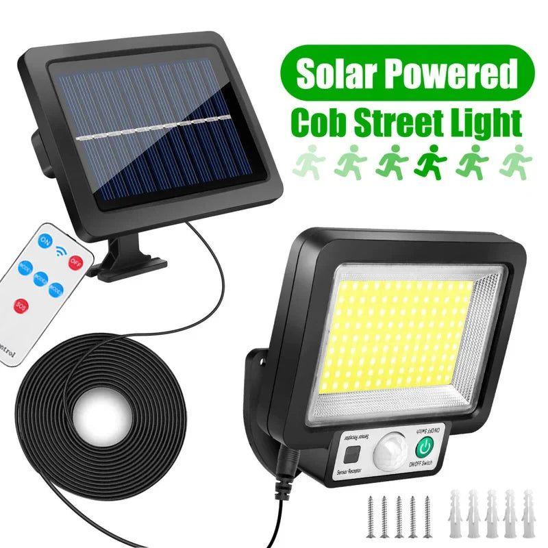 LED Solar Split Wall Lamp Outdoor IP65 Waterproof Motion Sensor 3 Mode 117 COB Solar Power Light for Garden Security Wall Light
