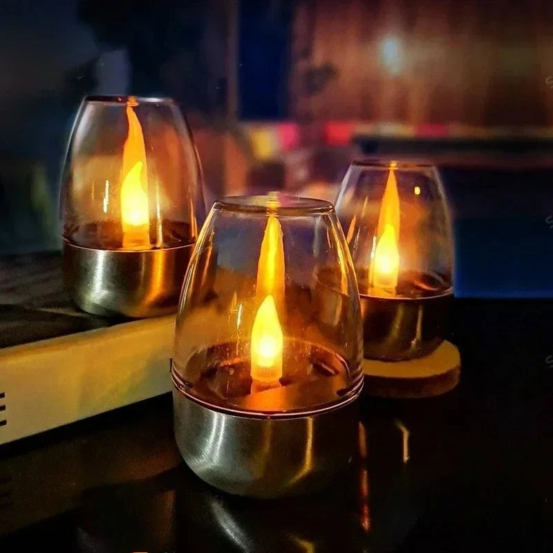 LED Solar Candles Light Flameless Rechargeable Night Light For Wedding Party Garden Decor Outdoor Waterproof Solar Candles Lamp