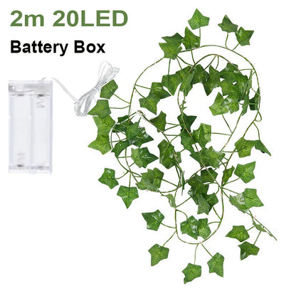 Battery-operated 2M/5M/10M Artificial Vine Plants Garland Fake Ivy Turtle Leaves String Light for Garden Christmas Wedding Decor