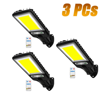 LED/COB Solar Motion Sensor Light 3 Brightness Mode Outdoor Wall Lamp for Front Door Yard Pathway carport plantation ski resort
