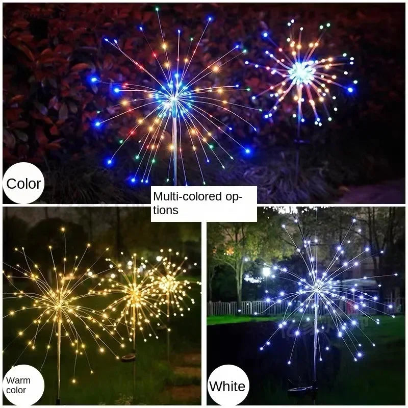Garden Decoration Fairy Lights Waterproof Outdoor Dandelion Lawn Lamp for Patio Garden Decor 90 LED Solar Power Firework Lights