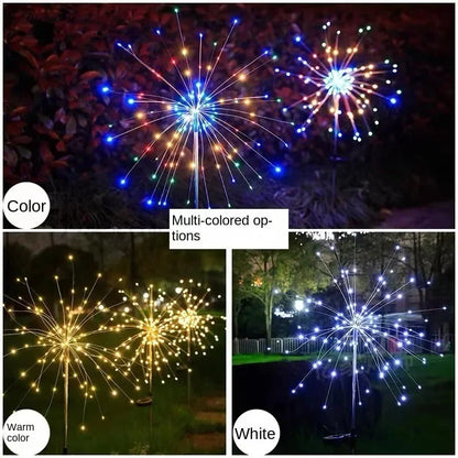 Garden Decoration Fairy Lights Waterproof Outdoor Dandelion Lawn Lamp for Patio Garden Decor 90 LED Solar Power Firework Lights