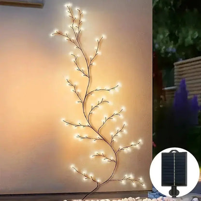 1PC 96LEDs Solar Willow Vine Lights,DIY Outdoor Waterproof String Lights,Wall Lamps For Garden,Porch,Shop,Terrace,Pathway Decor