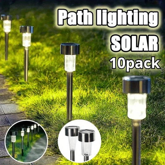 Outdoor Solar Pathway Lights 10pcs Waterproof IP44 Garden Lawn Decoration Auto Dusk to Dawn Sensor for Patio Yard Landscape