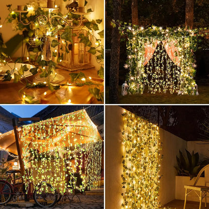 20-100 LED Solar Artificial Ivy String Light Garden Street Garland Outdoor Waterproof Fairy Lights for Party Wedding Decoration
