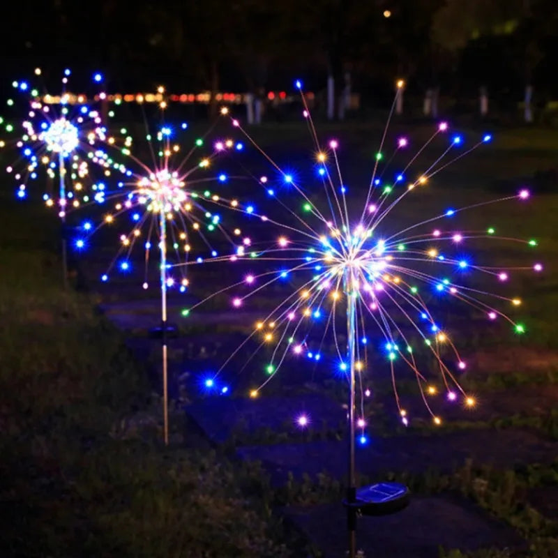 6/4/2PCS Outdoor Solar Fireworks Light Waterproof Solar Garden Flower Light 8 Lighting Modes Christmas Yard Patio Decoration