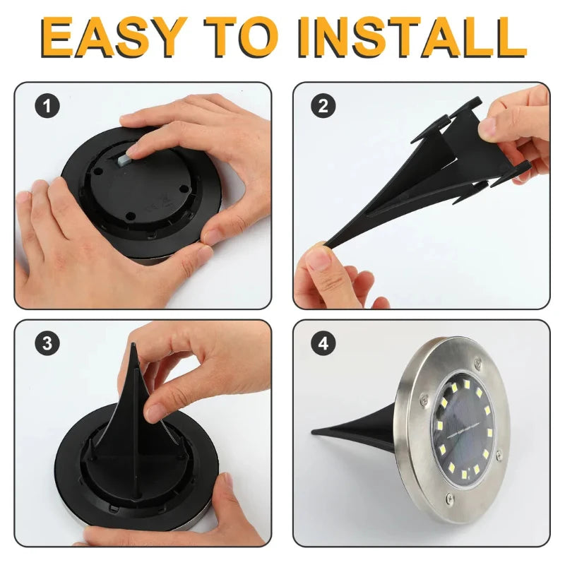 Solar Ground Lights 4/2/1Pack Outdoor Waterproof，8/20LED In-Ground Landscape Lighting for Garden Pathway Yard Driveway Decor