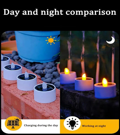 6PCs Solar Tea Light Led Candles Flameless Outdoor Waterproof Solar Tea Lights Rechargeable Candles for Party Garden Home Decor