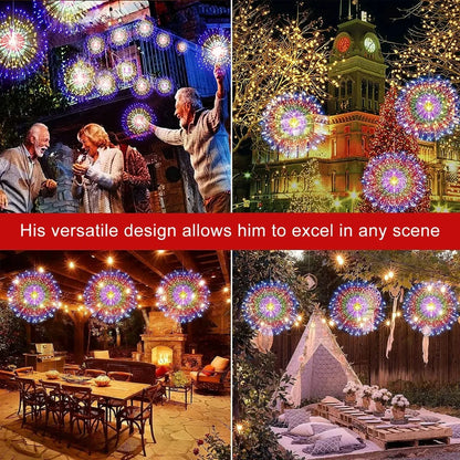 Solar Hanging Type Firework Lights 360/450/540 LEDs 8 Modes Copper Wire Hanging Fairy Lights for Yard Patio Tent Party Xmas