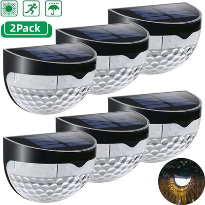 2pcs 6LED Solar Staircase Lights Waterproof Night Wall Lights Balcony Garden for Outdoor Courtyard Decoration Street Stair Fence
