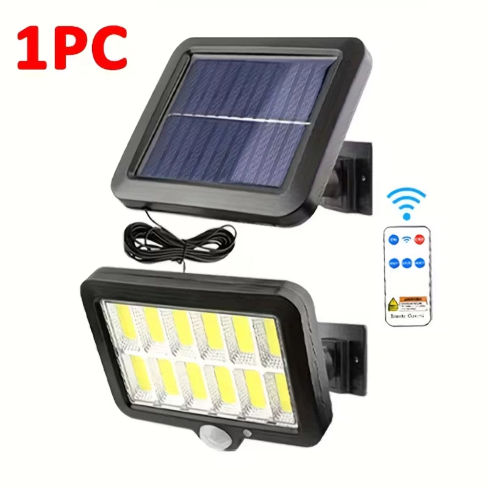 120 COB Solar Light with Remote Control Outdoor Waterproof Solar Powered Lamp Motion Sensor Lights 3 Modes for Garden Yard Decor