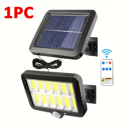 120 COB Solar Light with Remote Control Outdoor Waterproof Solar Powered Lamp Motion Sensor Lights 3 Modes for Garden Yard Decor