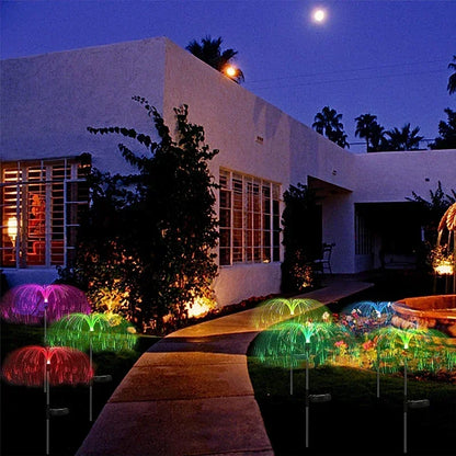 Solar Garden Lights Outdoor Waterproof Fiber Optic Jellyfish Lawn Lights Outdoor Patio Villa Yard Decor