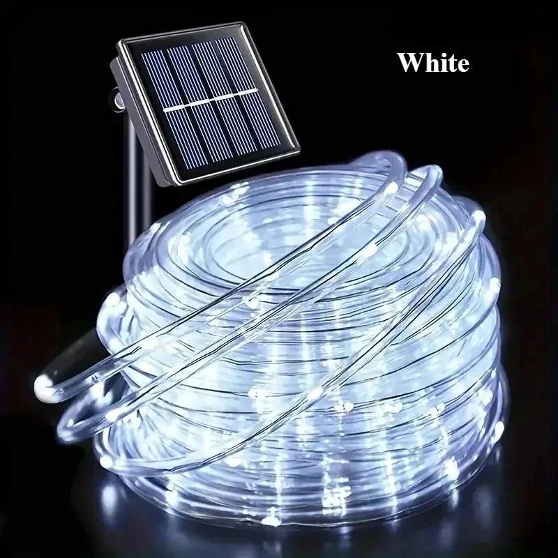 LED Solar String Lights Garden Waterproof Tube Rope Lamp Christmas Garland Fairy Lights For Outdoor Holiday Decoration Lighting