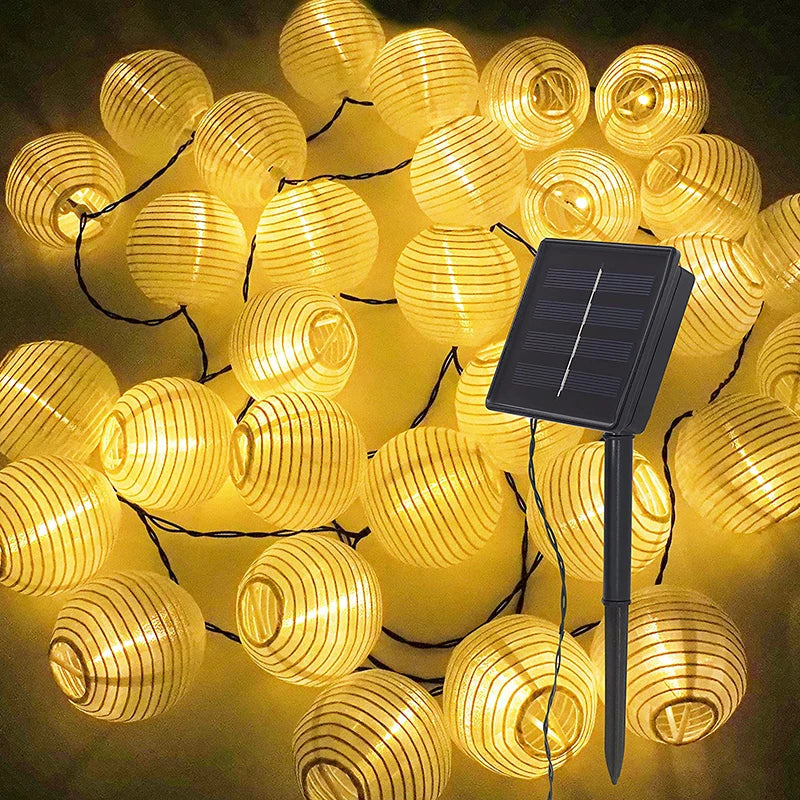 Solar Lantern String Lights Waterproof Outdoor LED Garland Fairy Light Patio Garden Decoration Light for Christmas Wedding Party