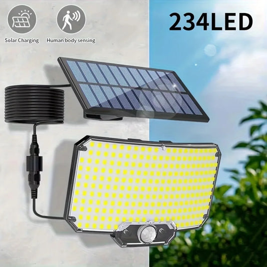 234-LED Solar Security Light Motion IR Sensors & IP65 Weatherproof Auto Dusk-to-Dawn for Garages Garden Parties & Emergency