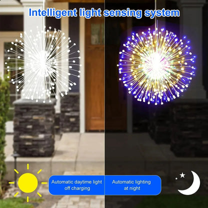 Solar Hanging Type Firework Lights 360/450/540 LEDs 8 Modes Copper Wire Hanging Fairy Lights for Yard Patio Tent Party Xmas