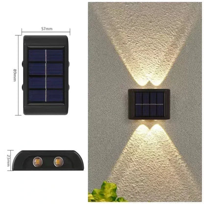 Outdoor Lights Solar Powered, Convex Mirror Wall Light, IP65 Waterproof Up and Down Courtyards Gardens Stairs Corridors Walls
