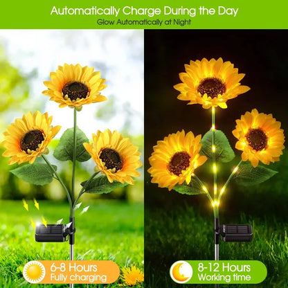 1/3 Head LED Solar Light Sunflower Outdoor Waterproof Garden Lawn Wedding Christmas Party Decoration Solar Powered Garland Light