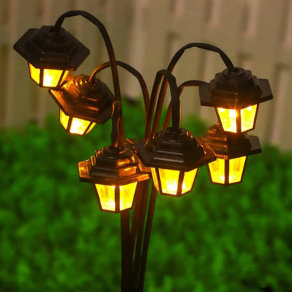 1pc Retro Lantern Decorative Light Solar-powered 6LED Retro Street Lamp Shaped Decorative Light Suitable for Garden Courtyard