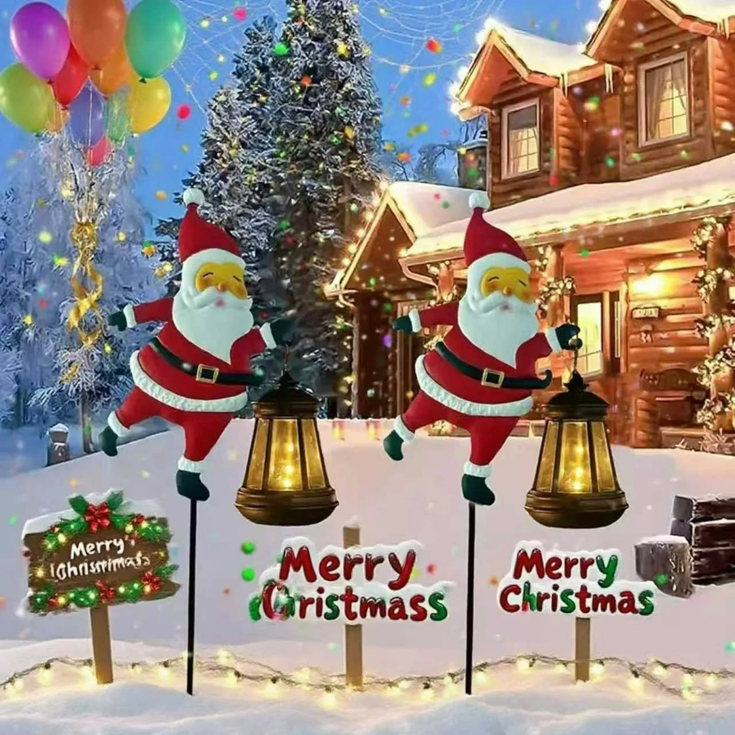 Christmas Solar Kettle Lights Garden Lawn Decorative Santa Claus Kettle Ground Lamp Solar LED Night Lights Outdoor Decor