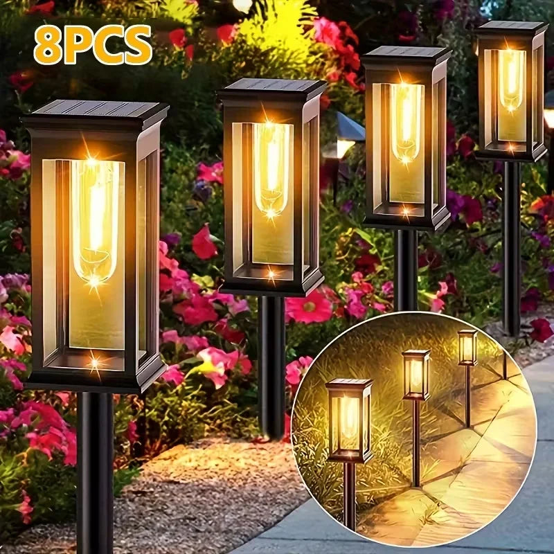 IP65 Waterproof Solar Lights 2/4/6/8 Pcs Outdoor Pathway Lights LED Garden Lighting for Patio Villa Yard Landscape Decoration