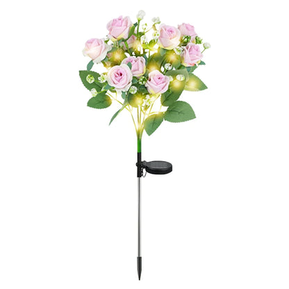 LED Solar Light Waterproof Azalea Solar Flowers Lamp Outdoor Decorative for Garden Yard Lawn Path Lighting Holiday Wedding Decor