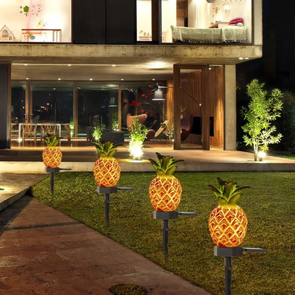 LED Plant Solar Lamp Outdoor Waterproof Simulation Pineapple Landscape Light Street Garden Fence Lawn Decorative Solar Light