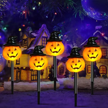 5 Pack Solar Halloween LED Garden Light Outdoor Lawn Decoration Lamp Waterproof Ground Plug Light For Yard Walkway Party Festive
