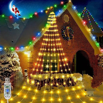 Waterproof String Light Solar Christmas Decorations 2M Led Waterfall Tree Fairy LampCamping Holiday Lights