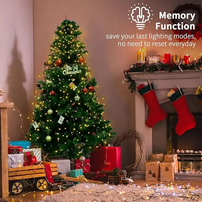 1.5M/2M/3M LED Ring Christmas Tree Tops Lights Decoration Tree Lights String for Patio Garden Outdoor Waterproof Waterfall Light