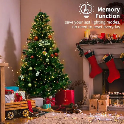 1.5M/2M/3M LED Ring Christmas Tree Tops Lights Decoration Tree Lights String for Patio Garden Outdoor Waterproof Waterfall Light