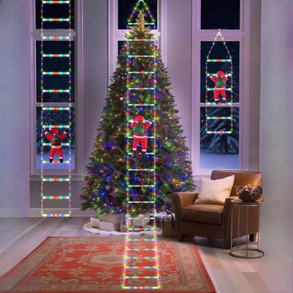 Christmas Decoration 2025 Santa Claus Climbing Ladder Room Decoration Home Outdoor Garden Cristmas Tree Ornement Gift LED