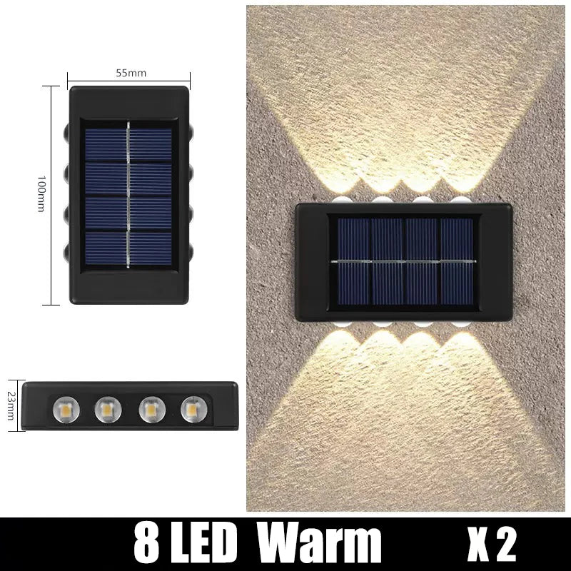 1-2PC 6/8 LEDs Solar Outdoor Wall Decorative Landscape Lighting Light Fixtures Suitable For Courtyard Villa Fence Terrace Garden