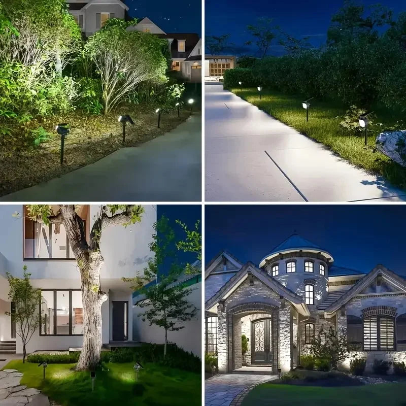 Solar 74 LED Lawn Light 1500mAh 3 Color Temperature Option, with Light Sensor for Uplighting Trees Statues 2/4/6pcs Solar Lamp