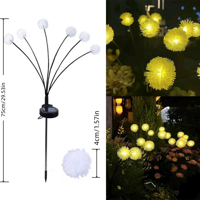 1PC Solar Dandelion Garden Light LED Lawn Lamp Outdoor Waterproof Landscape Lighting For Villa,Yard,Pathway,Balcony,Park