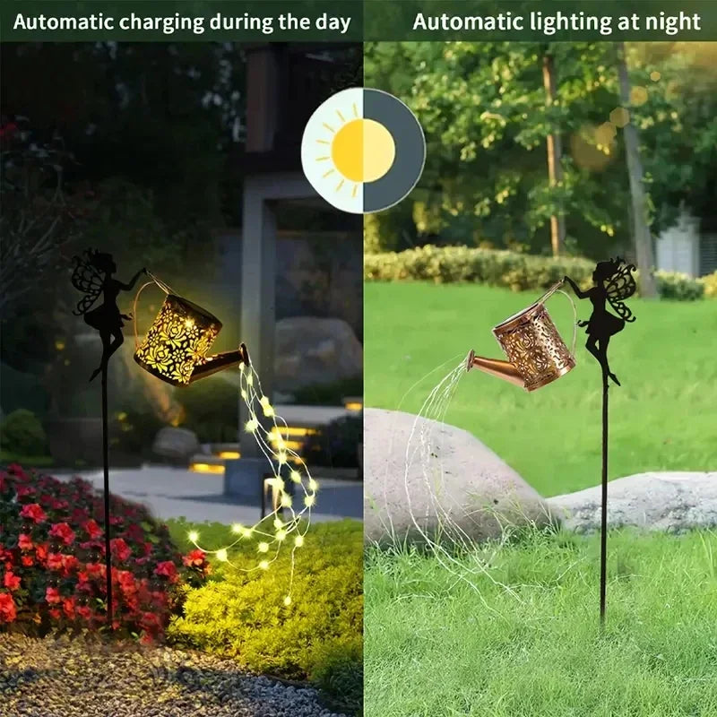 Solar Watering Can Lights Outdoor Garden Fairy Light Waterproof Solar Hanging Kettle Lights for Patio Villa Path Decor Lawn Lamp