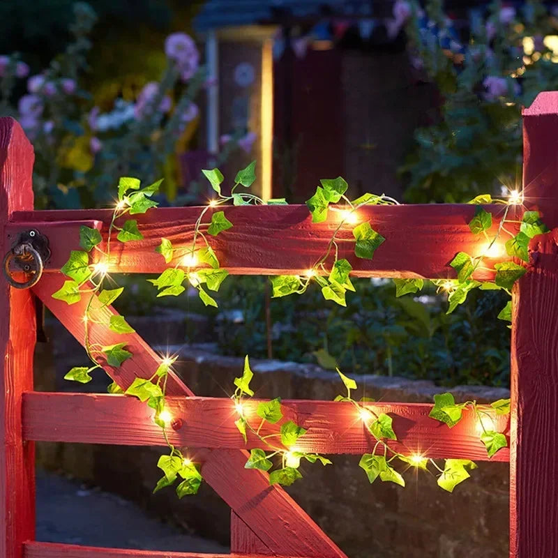 Floral Green Leaf String Lights Artificial Vine Fairy Lights Solar Lights Garland Lights for Home Decoration