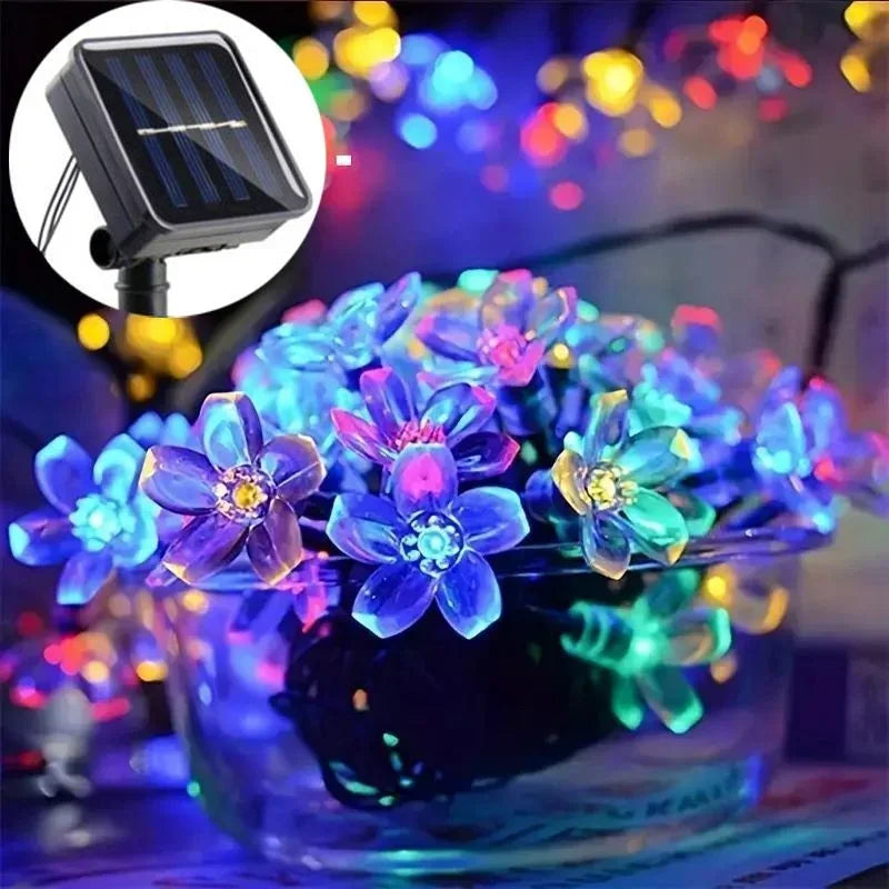 5M 20LED Solar String Lights Outdoor Waterproof 8 Mode Battery Operated Cherry Flower Light Garden Party Decoration