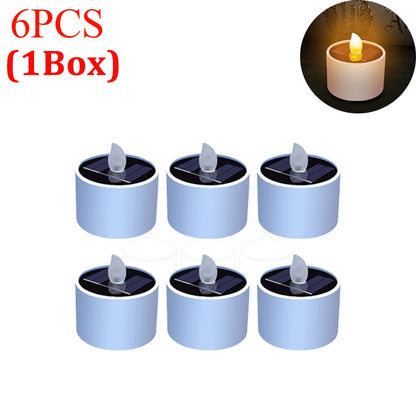6PCs Solar Tea Light Led Candles Flameless Outdoor Waterproof Solar Tea Lights Rechargeable Candles for Party Garden Home Decor
