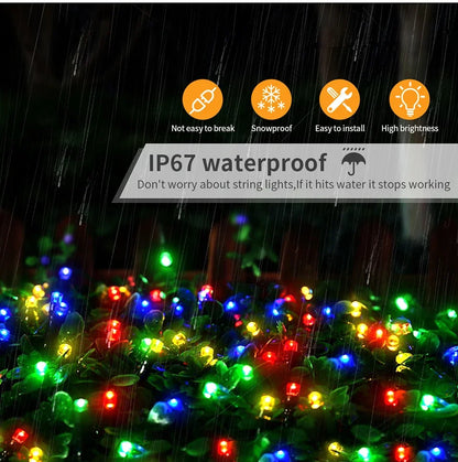 Outdoor Solar String Fairy Light Waterproof Garland Large Solar Panel Fast Charge Lamp for Chritmas Party Garden Decor