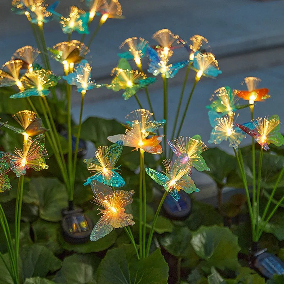 6LEDs Solar-Powered Butterfly Fiber Optic Light - Waterproof Rechargeable Outdoor Garden Decor for Lawn, Yard, and Landscape