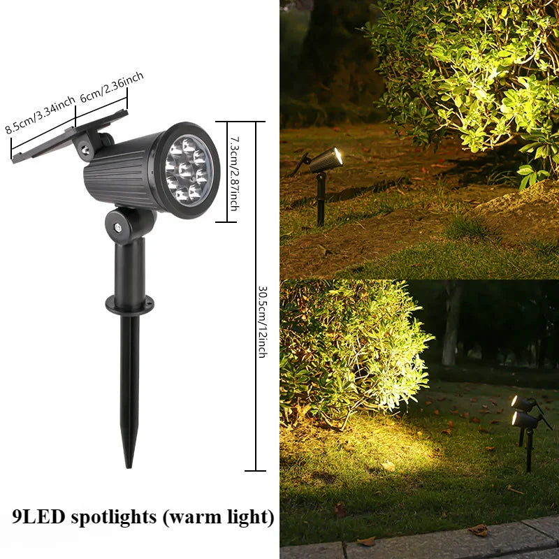 Solar LED Spotlight for Outdoor Garden Landscape Lighting Waterproof Solar Powered Spot Lights for Garden Lawn Yard Walkway